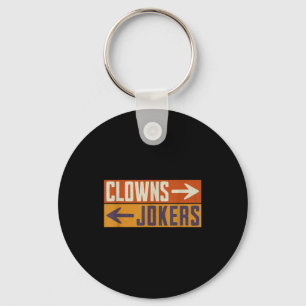 Clowns rechts, Joker links, lustiges Retro Schlüsselanhänger