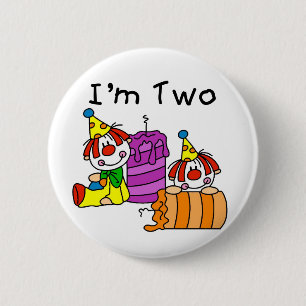 Clowns und Kerzen 2. Geburtstags-T-Shirts und Button