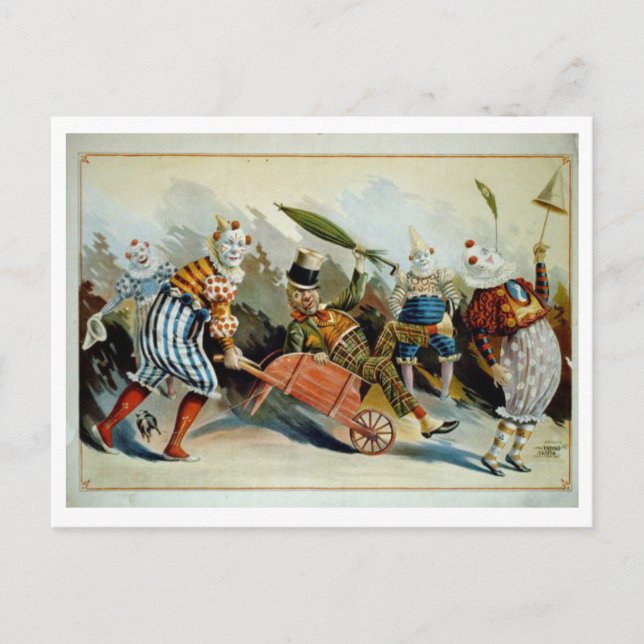 Clowns Vintag Postkarte (Vorderseite)