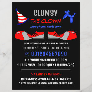 Clownschuhe, Kinder-Entertainer, Clownwerbung Flyer