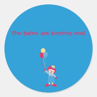 Clownsticker, Die Zwillinge werden eins! Runder Aufkleber