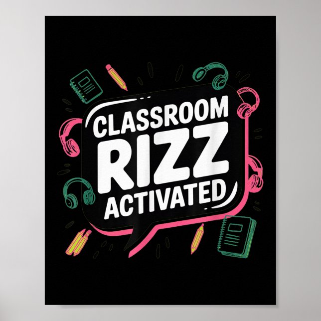 Clroom Rizz Activated, Gen Z Alpha, Back To School Poster (Vorne)