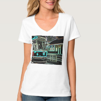 CLRV Neon at stn Womens V-Neck T - Shirt