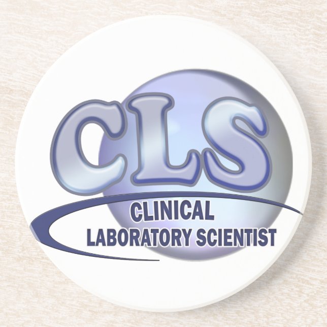 CLS FunBlue LOGO - KLINISCHER LABORwissenschaftler Sandstein Untersetzer (Vorne)