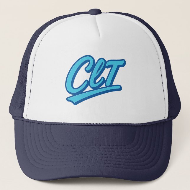 CLT Charlotte Airport Code Design - Carolina Blue Truckerkappe (Vorderseite)