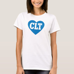CLT Charlotte NC Herzdesign - Dicke blaue Breite T-Shirt