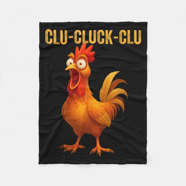 Clu-cluck-clu Funny Rooster Chicken Hilarious Farm Fleecedecke (Vorderseite)