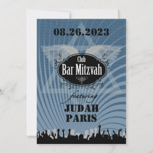 Club Bar Mitzvah Navy Blue Einladung Judah