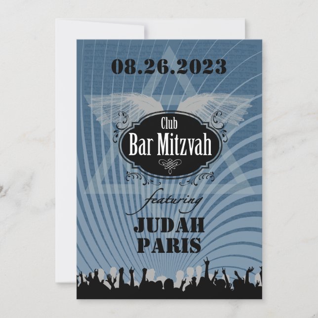 Club Bar Mitzvah Navy Blue Einladung Judah No Par (Vorderseite)