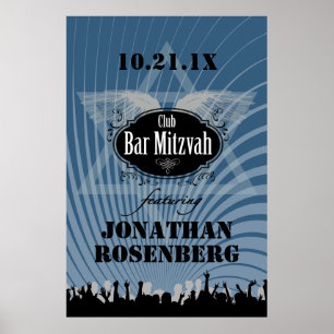 Club Bar Mitzvah Poster in Navy Blue