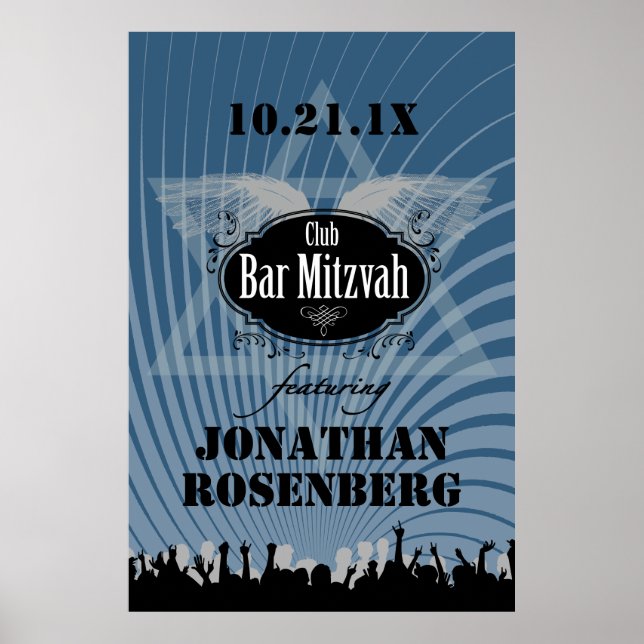Club Bar Mitzvah Poster in Navy Blue (Vorne)