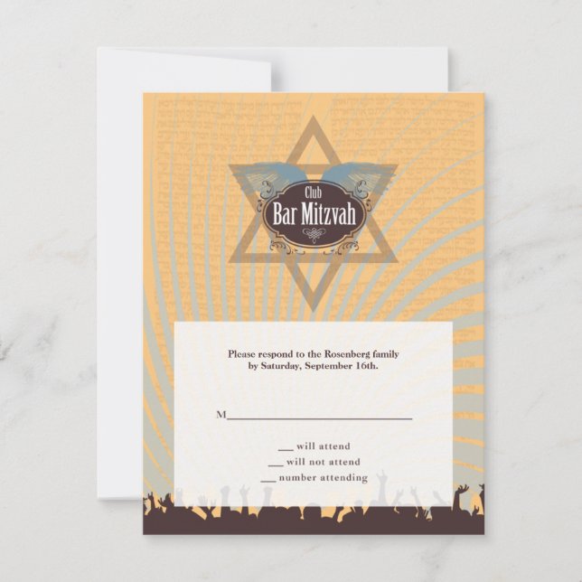 Club Bar Mitzvah UAWG Reply Card RSVP Karte (Vorderseite)
