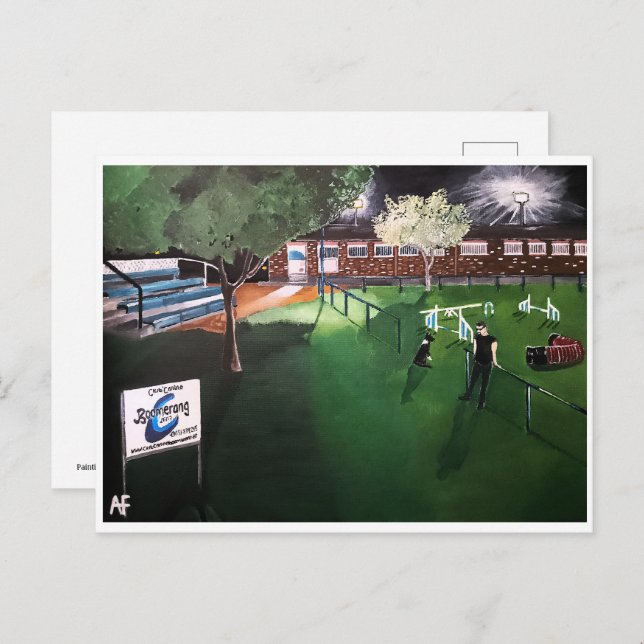 Club Canino Boomerang Malerei von Alfred Fox Postkarte (Vorne/Hinten)