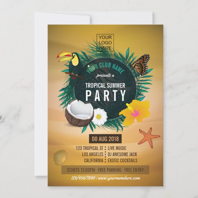 Club/Corporate Tropical Summer Foto und Logo hinzu (Vorderseite)