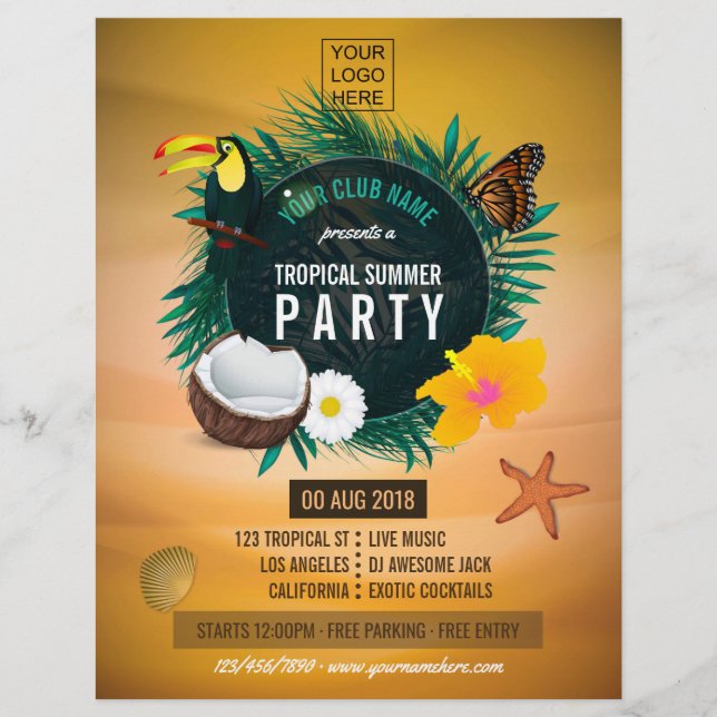 Club/Corporate Tropical Summer Foto und Logo hinzu Flyer (Vorne)