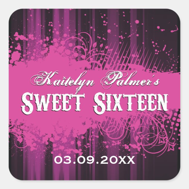 Club Flyer Look Sweet 16 Aufkleber (Vorderseite)