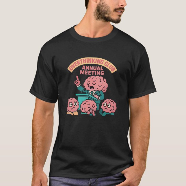 Club Funny Brain Cartoon überdenken T-Shirt (Vorderseite)