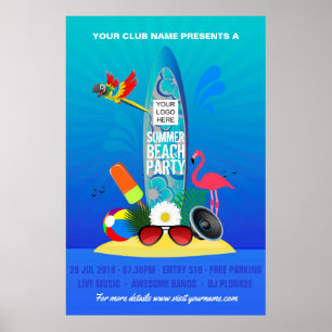 Club Summer Beach Party hinzufügen Logo-Werbung Poster