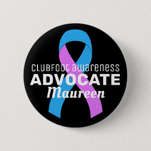 Clubfoot Awareness Advocation Ribbon Black Button