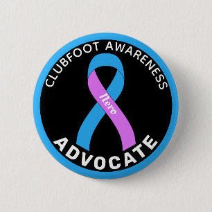 Clubfoot Awareness Advocation Ribbon Black Button