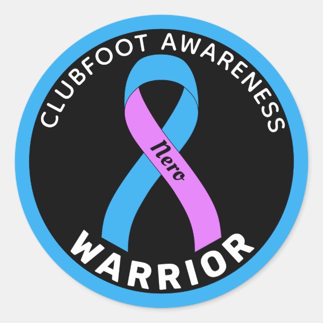 Clubfoot Awareness Warrior Ribbon Black Classic Runder Aufkleber (Vorderseite)