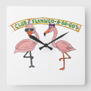 Clubhotel Flamingo Quadratische Wanduhr
