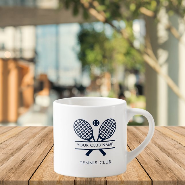 Clubname Navy Blue Logo Tennisteam Custom hinzufüg Espressotasse (Add Club Name Navy Blue Logo Tennis Team Custom Espresso Cup)