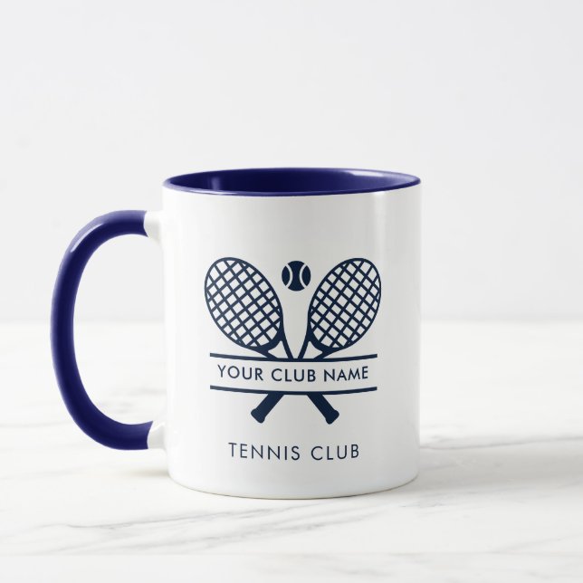Clubname Navy Blue Logo Tennisteam Custom hinzufüg Tasse (Links)