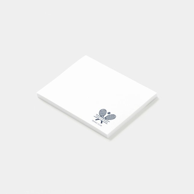 Clubname Tennis Team Navy Blue Logo hinzufügen Post-it Klebezettel (angewinkelt)