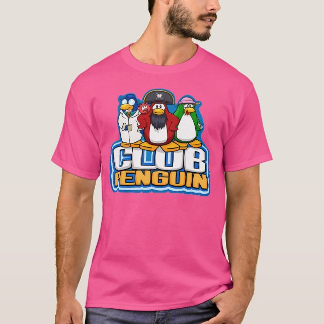 Clubpinguin-Logo mit Charakteren T-Shirt (Vorderseite)