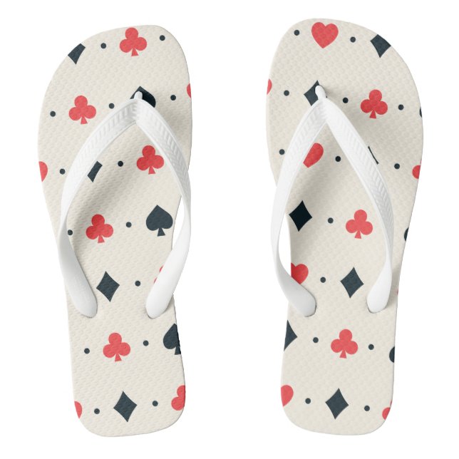 Clubs Diamonds Hearts & Spades Poker Card Game Fun Flip Flops (Fußbett)