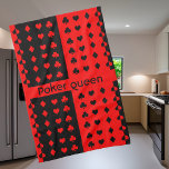Clubs, Pik, Herz, Karo - Poker Queen Geschirrtuch<br><div class="desc">Cooles Design in Schwarz und Rot für alle Poker- und Brückenfans und alle,  die die Kartensymbole mögen! Tolle Geschenkidee für sie!</div>