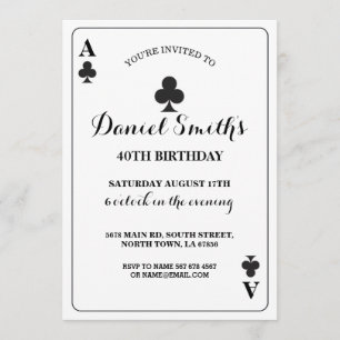 Clubs spielen Karte Geburtstag Ace Vegas Einladung