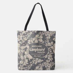 Clubsurfing Longboard Logo und Hibiskus Beach Bag