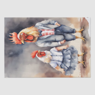 Cluck Couture: Modische Hühner in Decoupage Seidenpapier