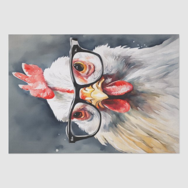 Cluck Couture: Modisches Hühnchen in Decoupage Seidenpapier (Vorderseite)
