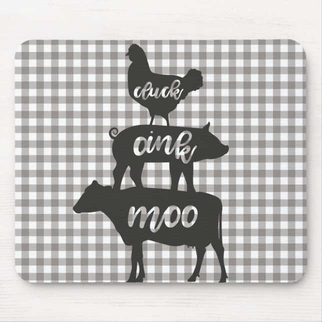 Cluck Oink Moo Hühnerkuh Schweinshuhn Bauernhof Mousepad (Vorne)