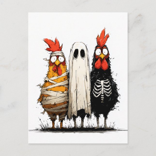 Cluckin’ Creepy Halloween Bash Postkarte (Vorderseite)