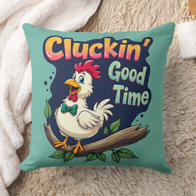 Cluckin' Good Time Funny Chicken Illustration Kissen (Decke)