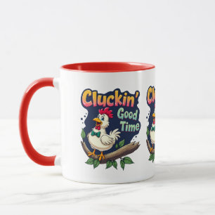 Cluckin' Good Time Funny Chicken Illustration Tasse