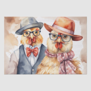Clucky Couture: Modische Fowl in Decoupage Seidenpapier