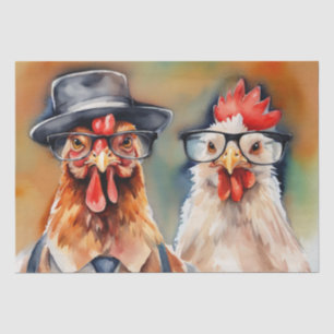 Clucky Couture: Modische Fowl in Decoupage Seidenpapier