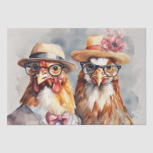 Clucky Couture: Modische Fowl in Decoupage Seidenpapier