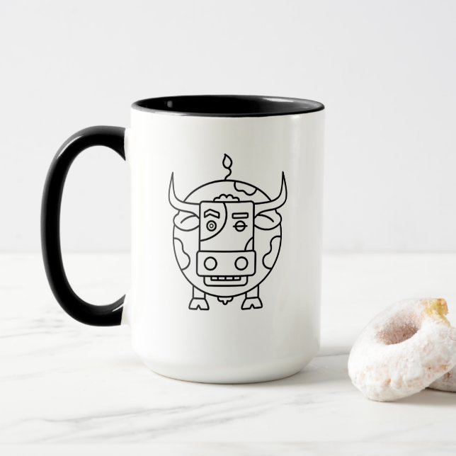 Clueless Bull Abstract Art Mug Tasse (Mit Donut)