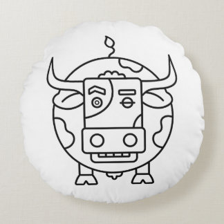 Clueless Bull Abstract Round Pillow Rundes Kissen