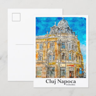 Cluj Napoca Rumänien Reisen Wasserfarben Hand gezo Postkarte