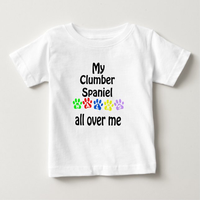 Clumber Spanel Walks Design Baby T-shirt (Vorderseite)