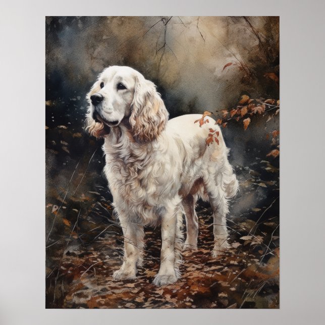 Clumber Spaniel Dog Art Print Poster (Vorne)