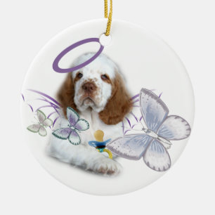Clumber Spaniel-Engels-Baby Keramik Ornament