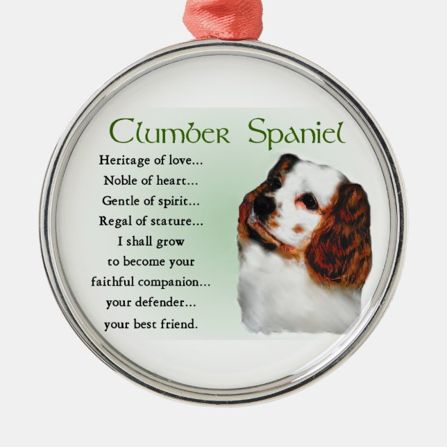 Clumber Spaniel Erbe der Liebe Silbernes Ornament (Vorne)
